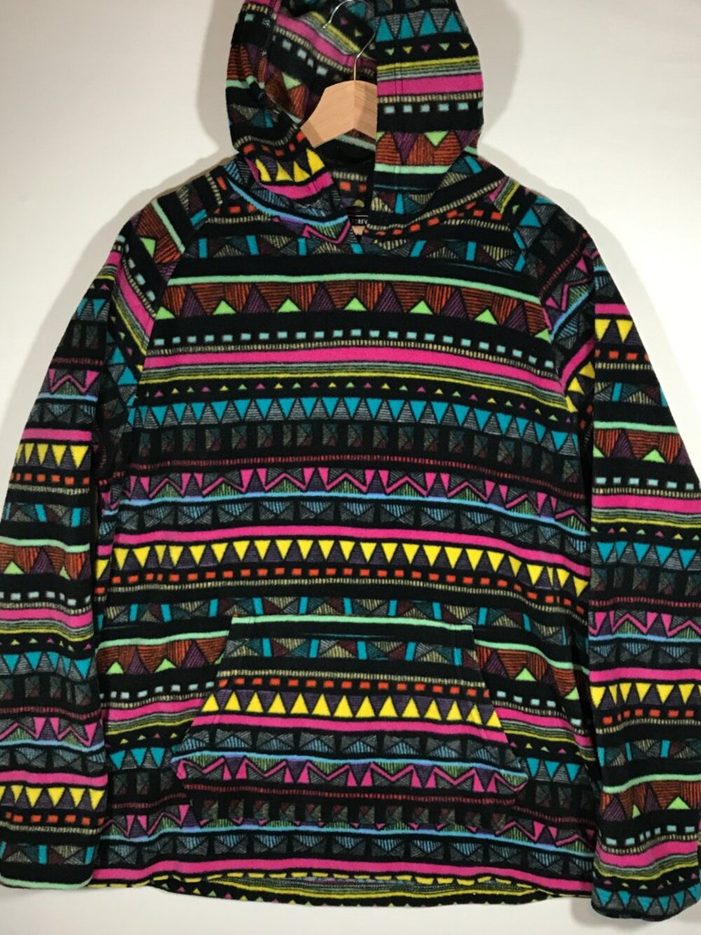 Forever 21 Men's Large Multicolor Fleece Raglan Long Sleeve Pullover Hoodie Jack